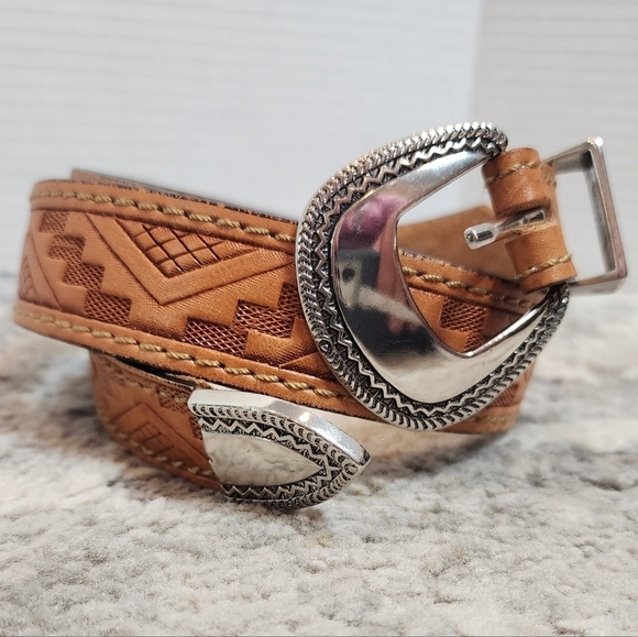 Ribco USA Brown Leather embossed western belt.  Size 36. - Picture 2 of 12